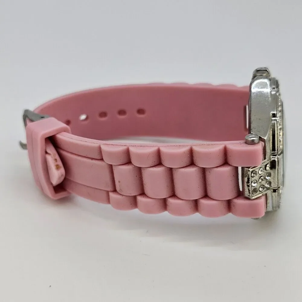 2X Women's Watch 38MM Pink Black Dial Pink Black Plastic Bands New Battery‎